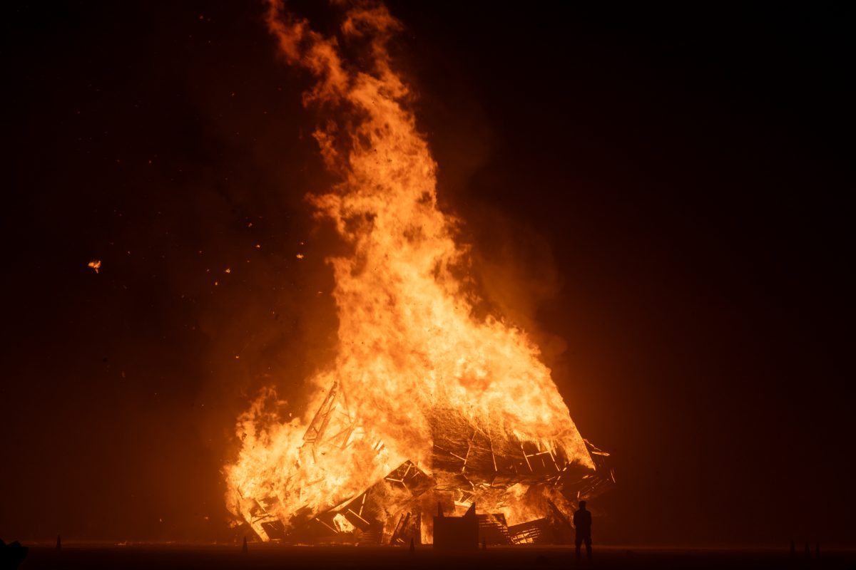 Burning Man 2025 Temple Burn – Temple of the Deep by Miguel Arra