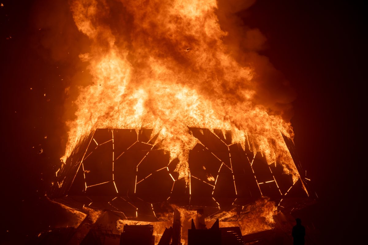 Burning Man 2025 Temple Burn – Temple of the Deep by Miguel Arra