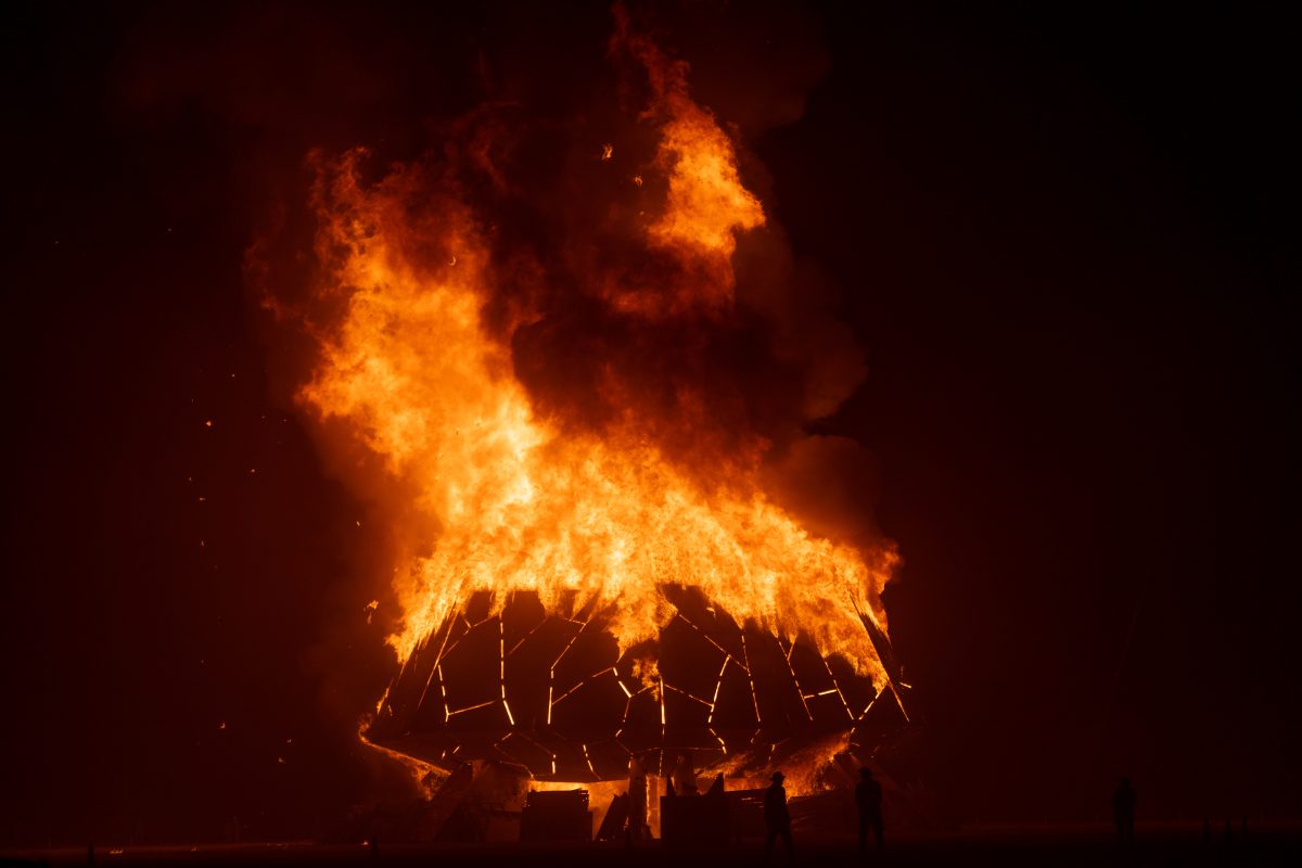 Burning Man 2025 Temple Burn – Temple of the Deep by Miguel Arra