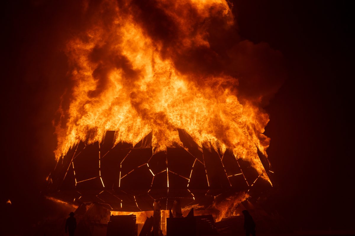 Burning Man 2025 Temple Burn – Temple of the Deep by Miguel Arra