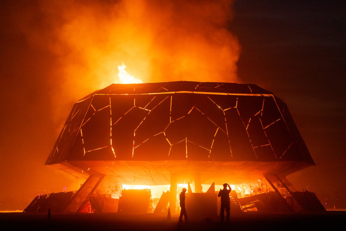 Burning Man 2025 Temple Burn – Temple of the Deep by Miguel Arra