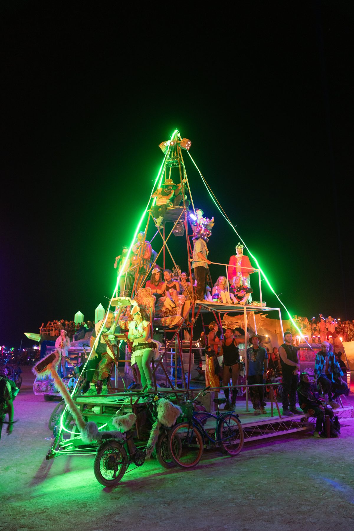 Participants Watch the Man Burn on Various Mutant Vehicles