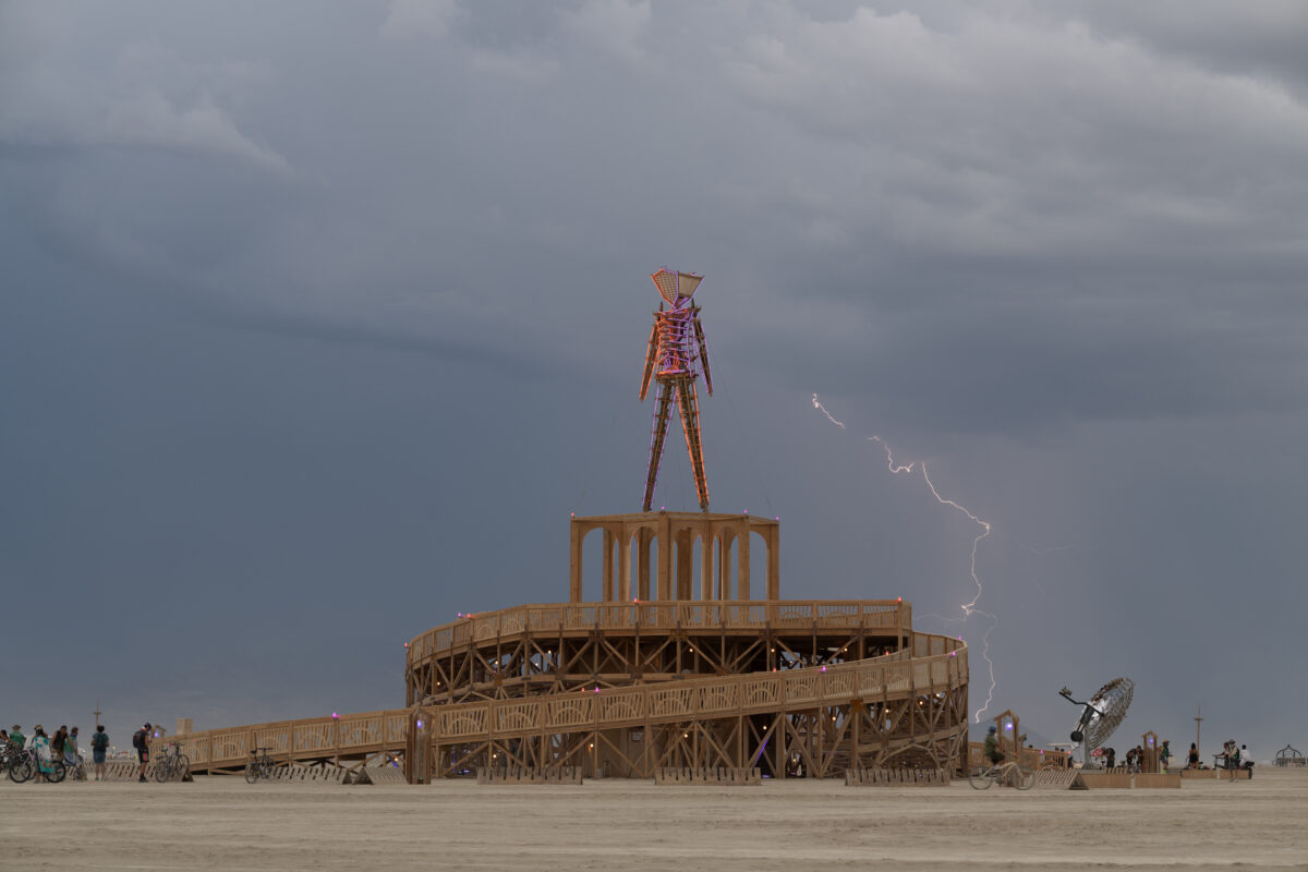 Lightning and the Burning Man 2025 Man Base by Mark Rivera and t