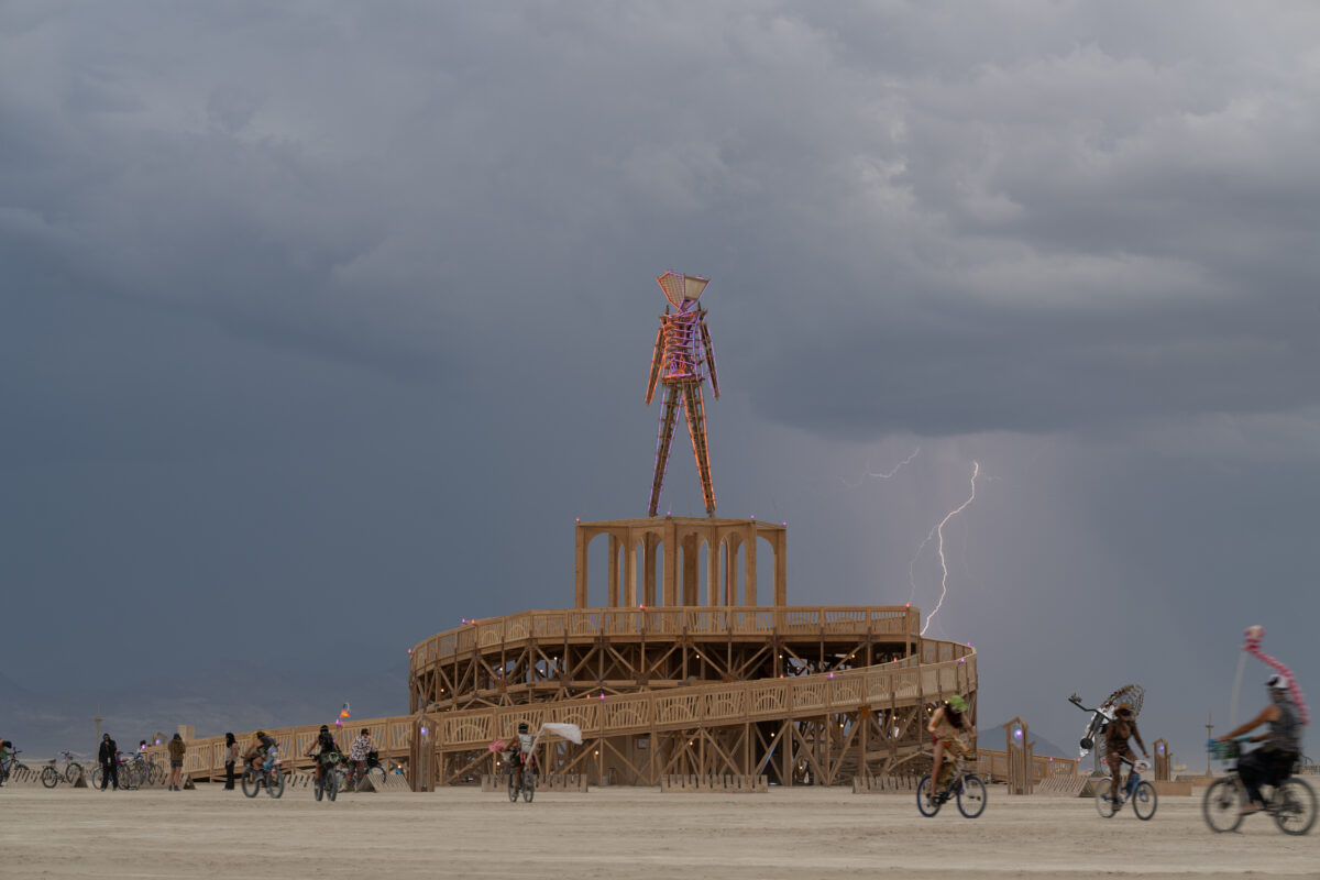Lightning and the Burning Man 2025 Man Base by Mark Rivera and t
