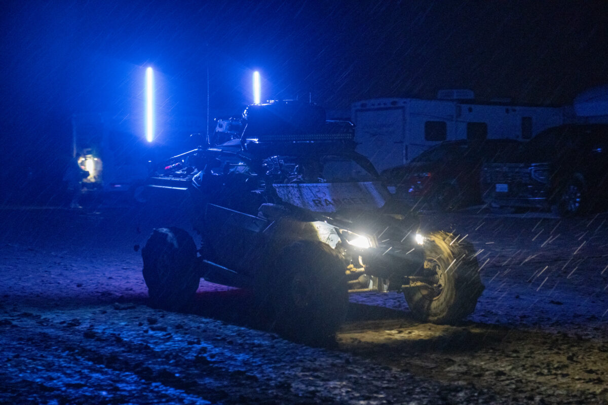 Ranger Vehicle In The Mud and Rain