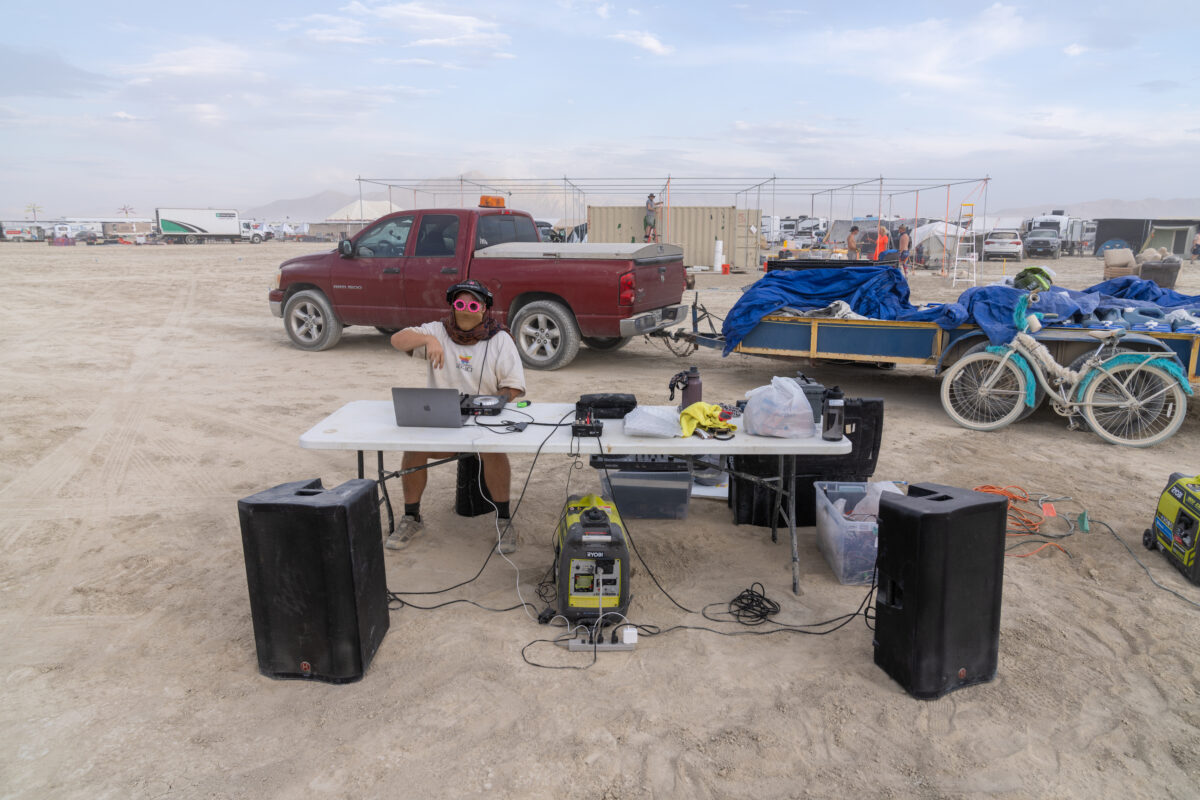 Tempoary DJ Setup For A Build
