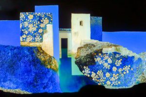 Blue and Gold Abstract Structure