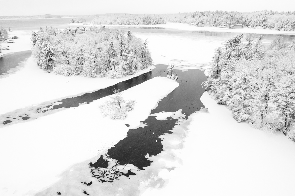 Winter River Through Frosted Islands