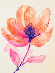 Magnolia in Coral and Violet
