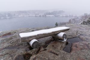 Winter Bench Over Water