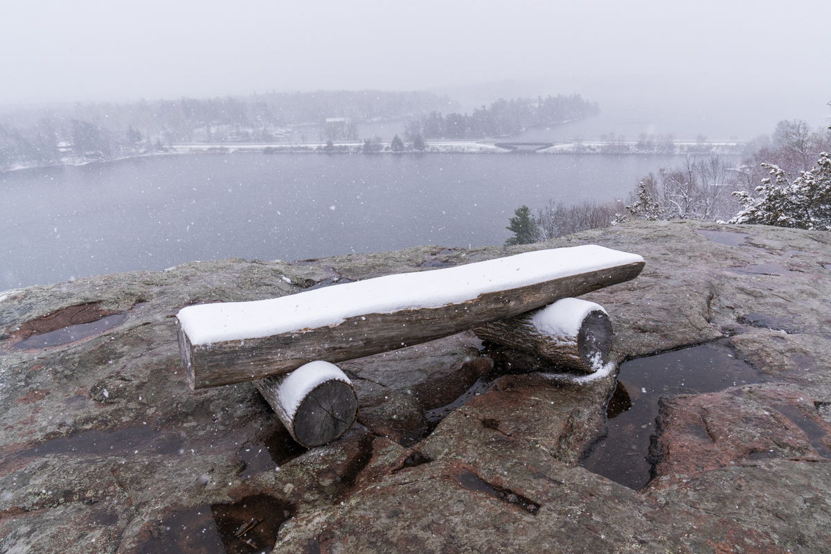 Winter Bench Over Water