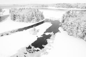 Winter River Through Frosted Islands