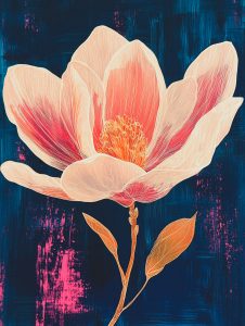 Magnolia in Coral and Navy