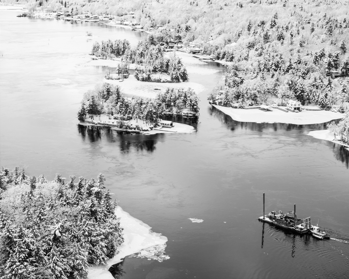 Work Barge Returns Through Winter Islands