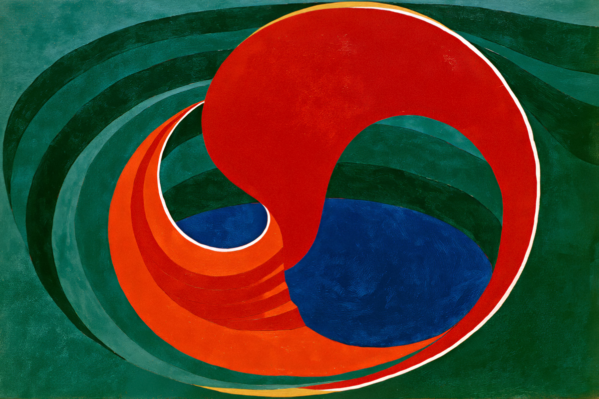 Red Whorl Over Stratified Green