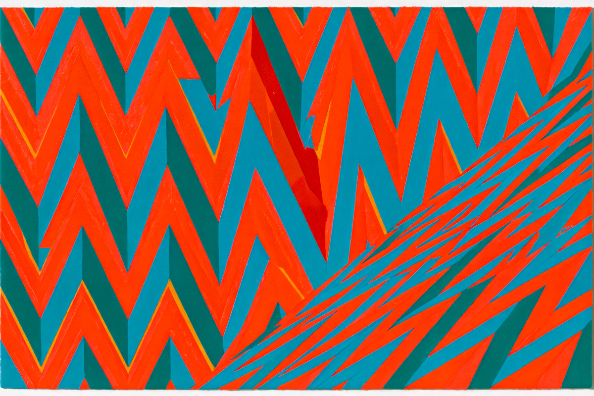Interlocking Zigzag in Teal and Orange