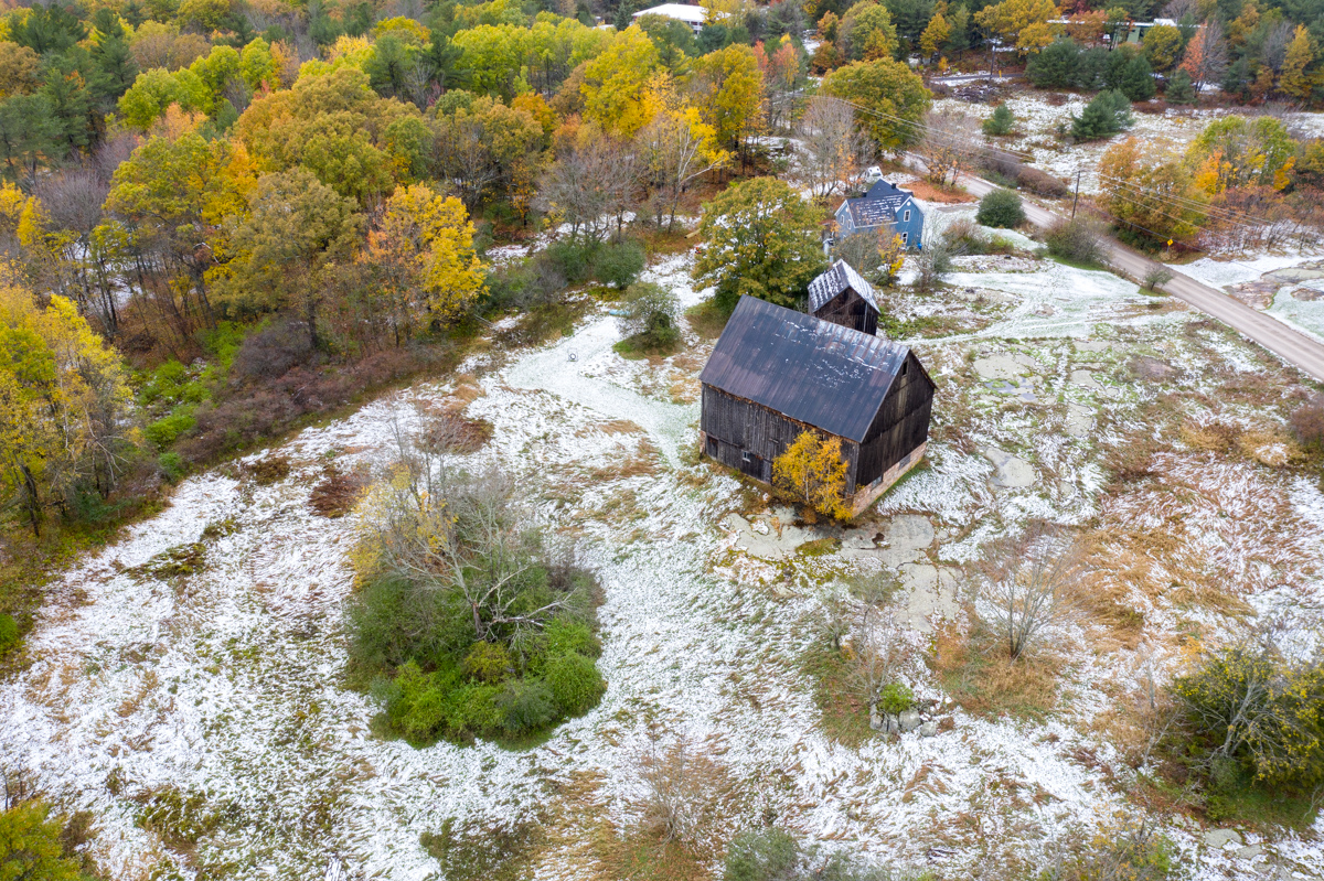 Barn in Early Snow