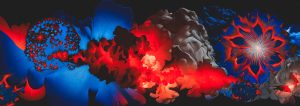 Fungal Structures in Blue and Red
