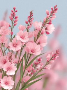 Pink Flowers on Blue