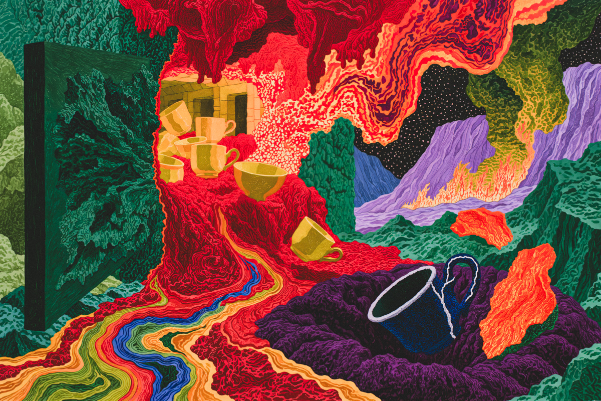 Yellow Cups in Red Flow