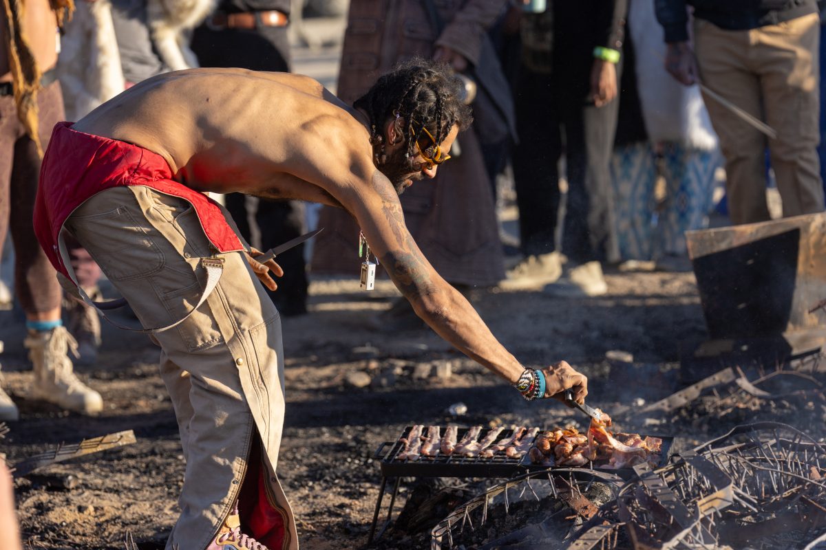 Cooking Bacon on the Man Burn Embers