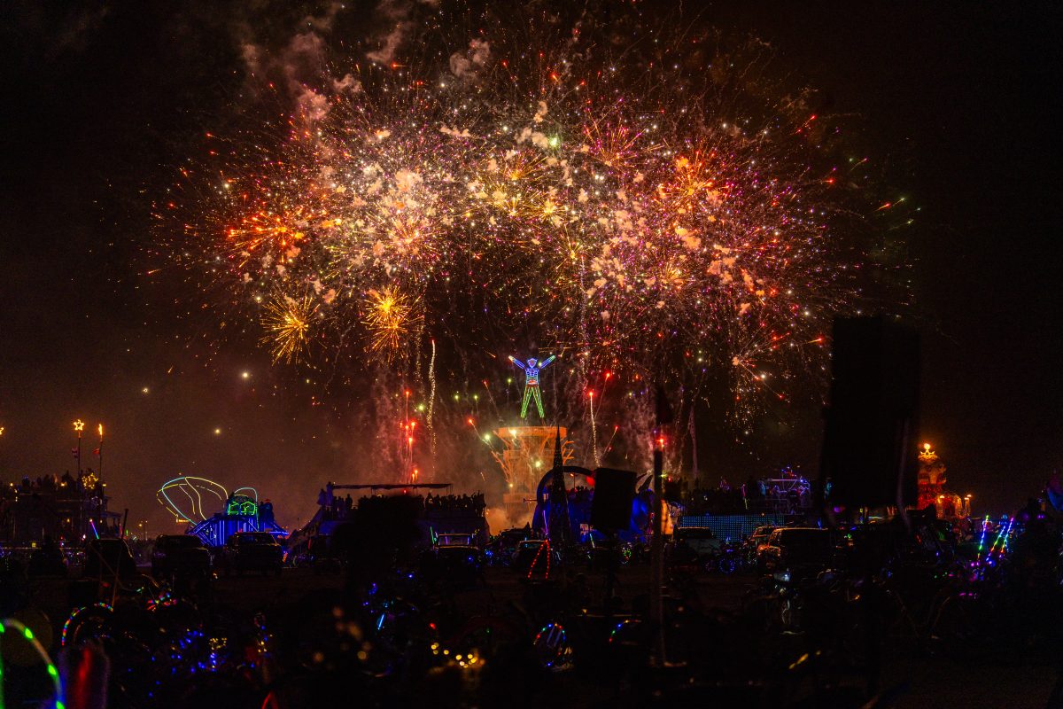 Fireworks Over The Man Burning Man 2026