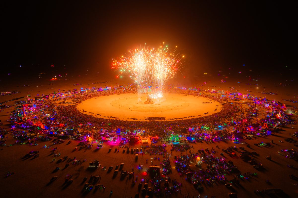 Drone Shot Burning Man 2026 Man Burn