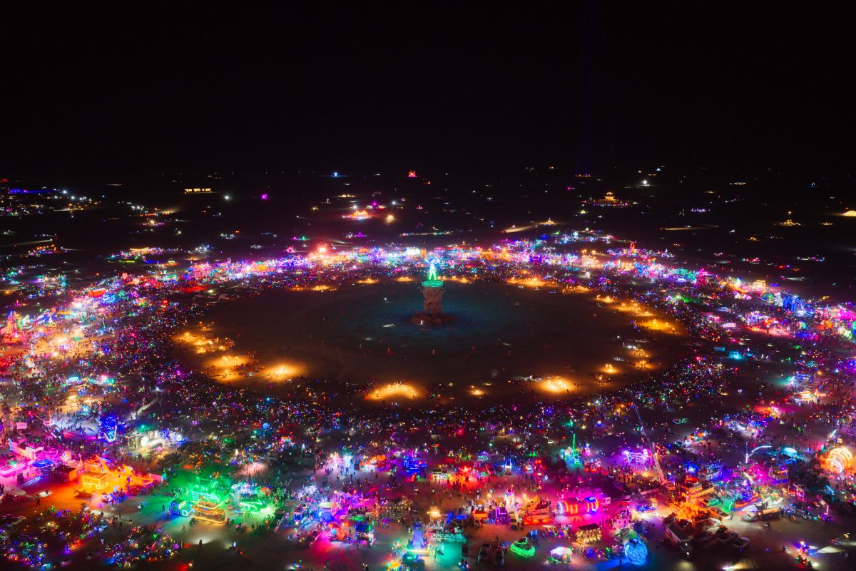 Burning Man 2026 Man Burn Night Aerial
