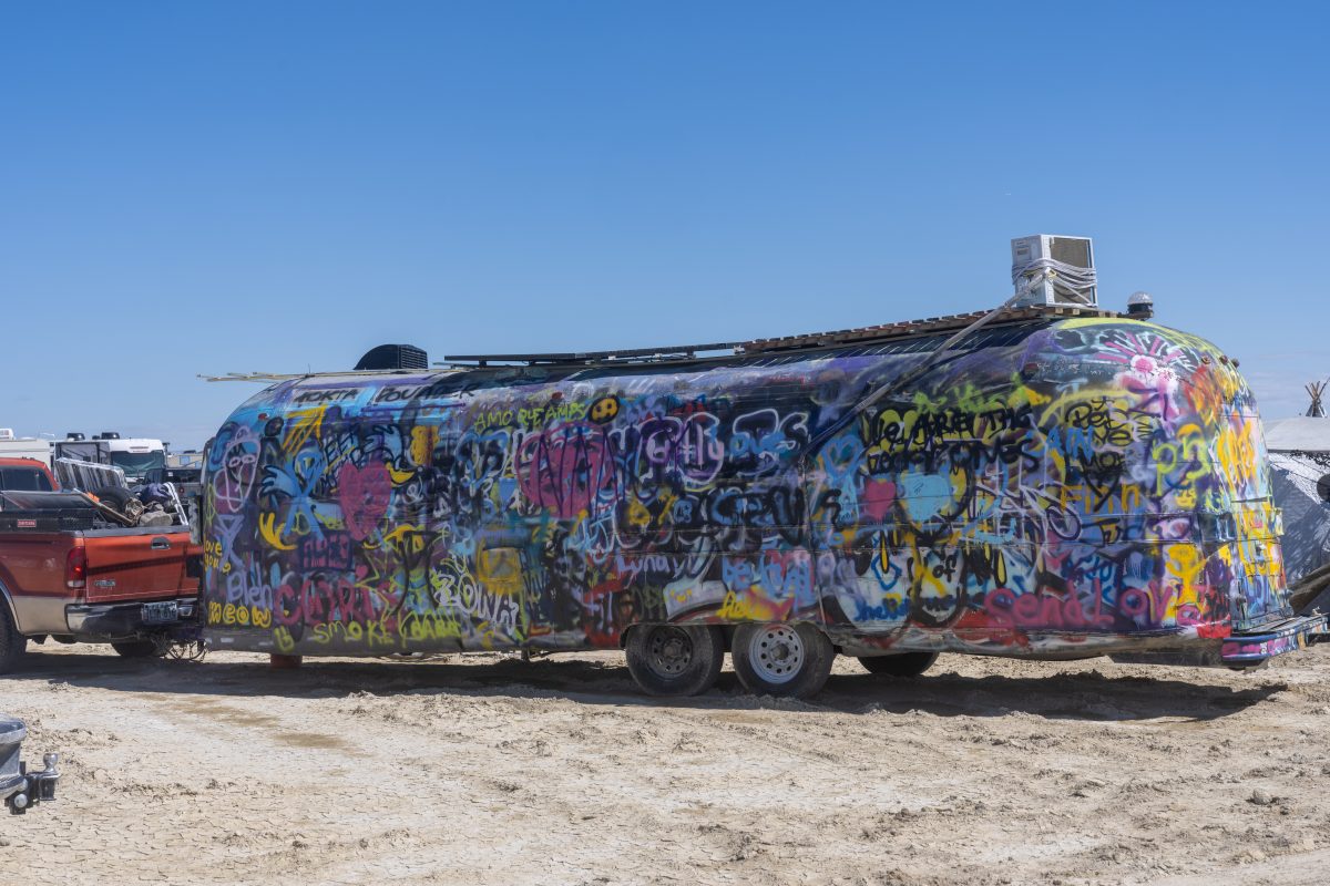 Graffiti Airstream in Camp