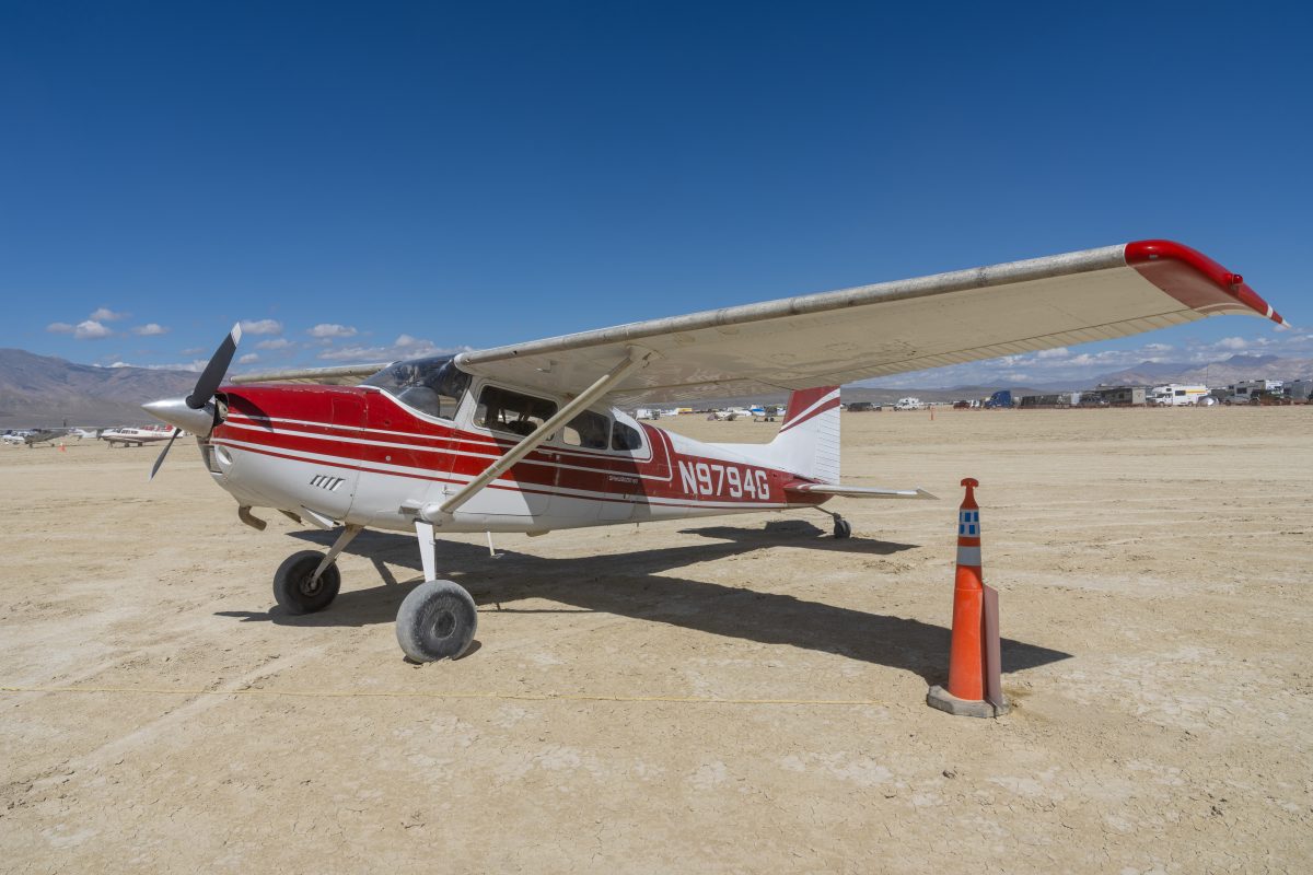 Parked Cessna at the Black Rock City Airport