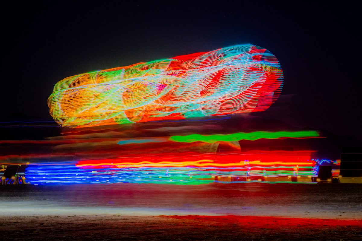 Night Light Streaks on the Playa