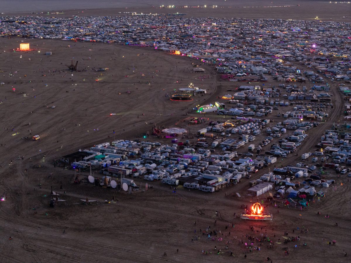 Camps and Open Playa at Dusk