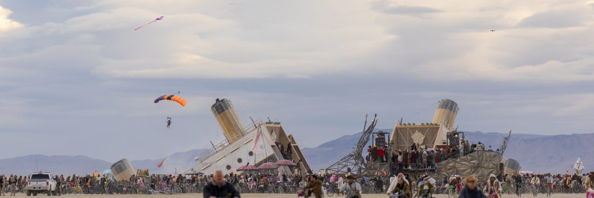 Skydiver Drops In Over The Playa