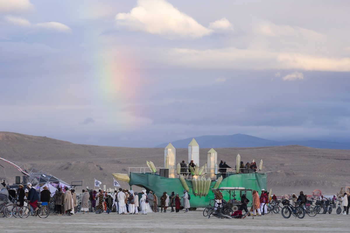 Rainbow Over a Deep Playa Crowd