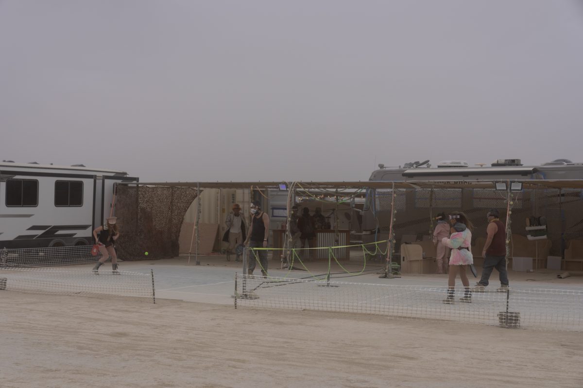 Pickleball in a Dust Storm at Black Rock City Pickleball Club