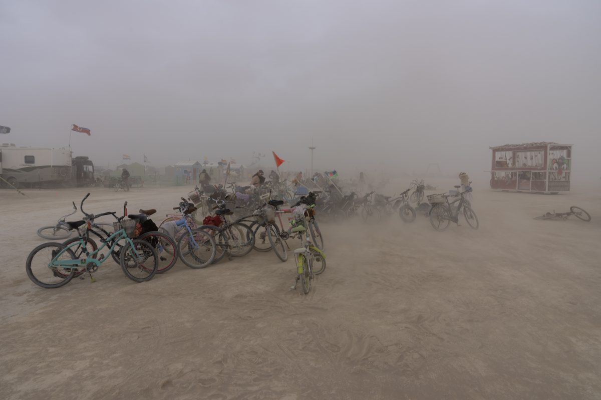 Bikes Parked in a Whiteout