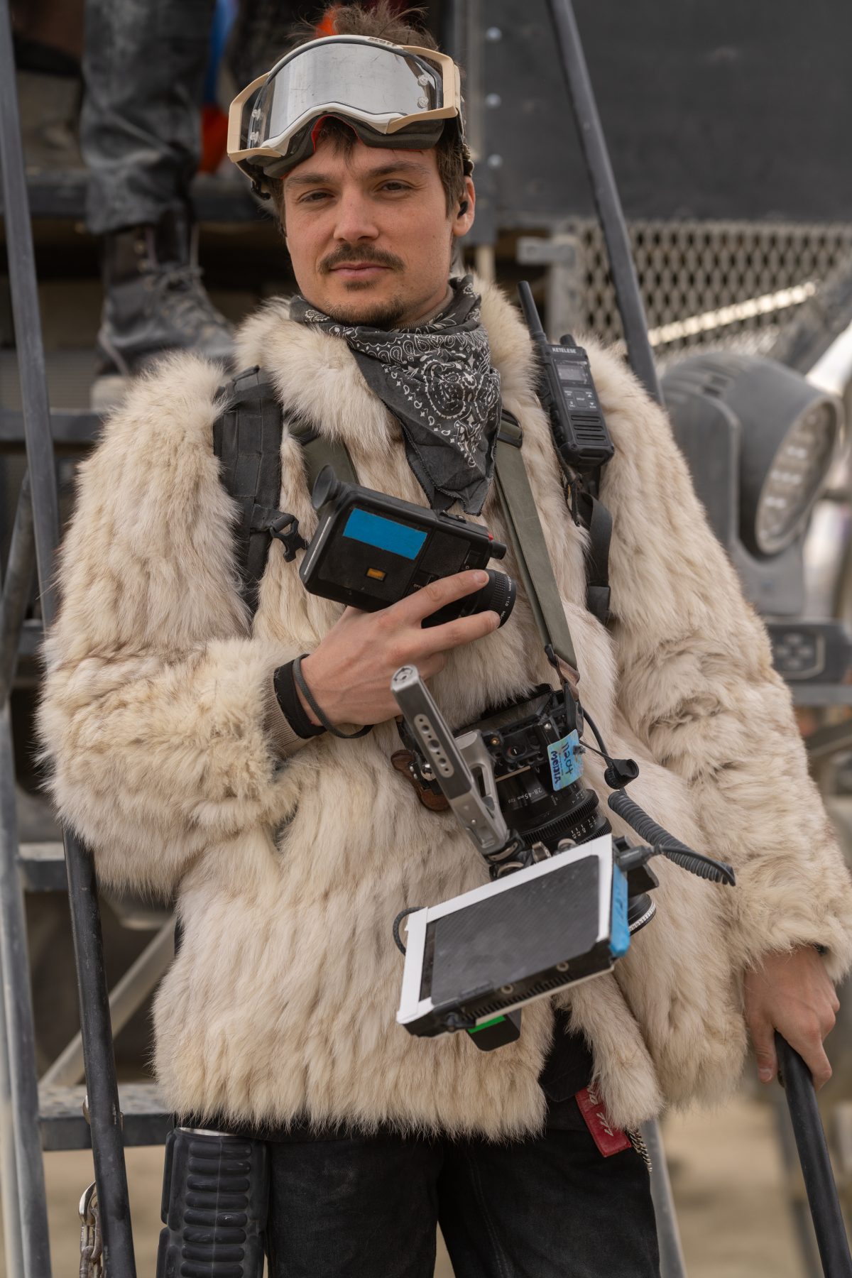 Camera Operator Shooting Super8 in a Fur Coat