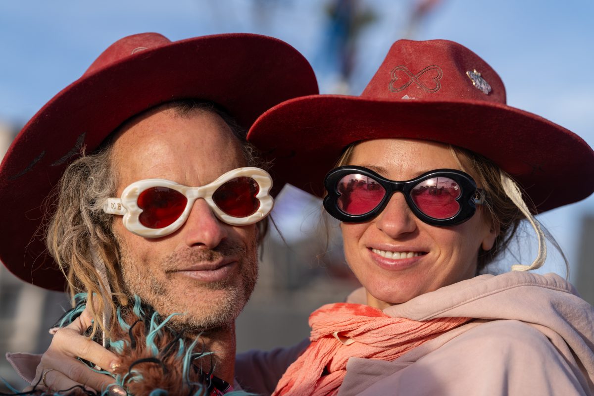Matching Hats at Robot Heart Sunrise