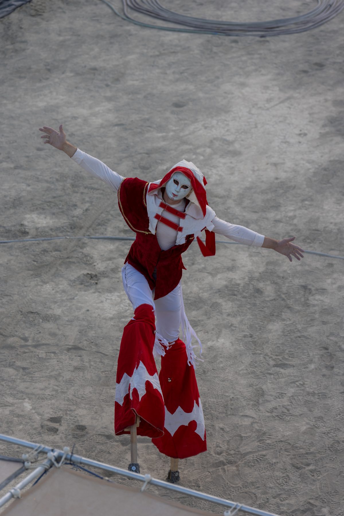 Stilt Walker in Red and White