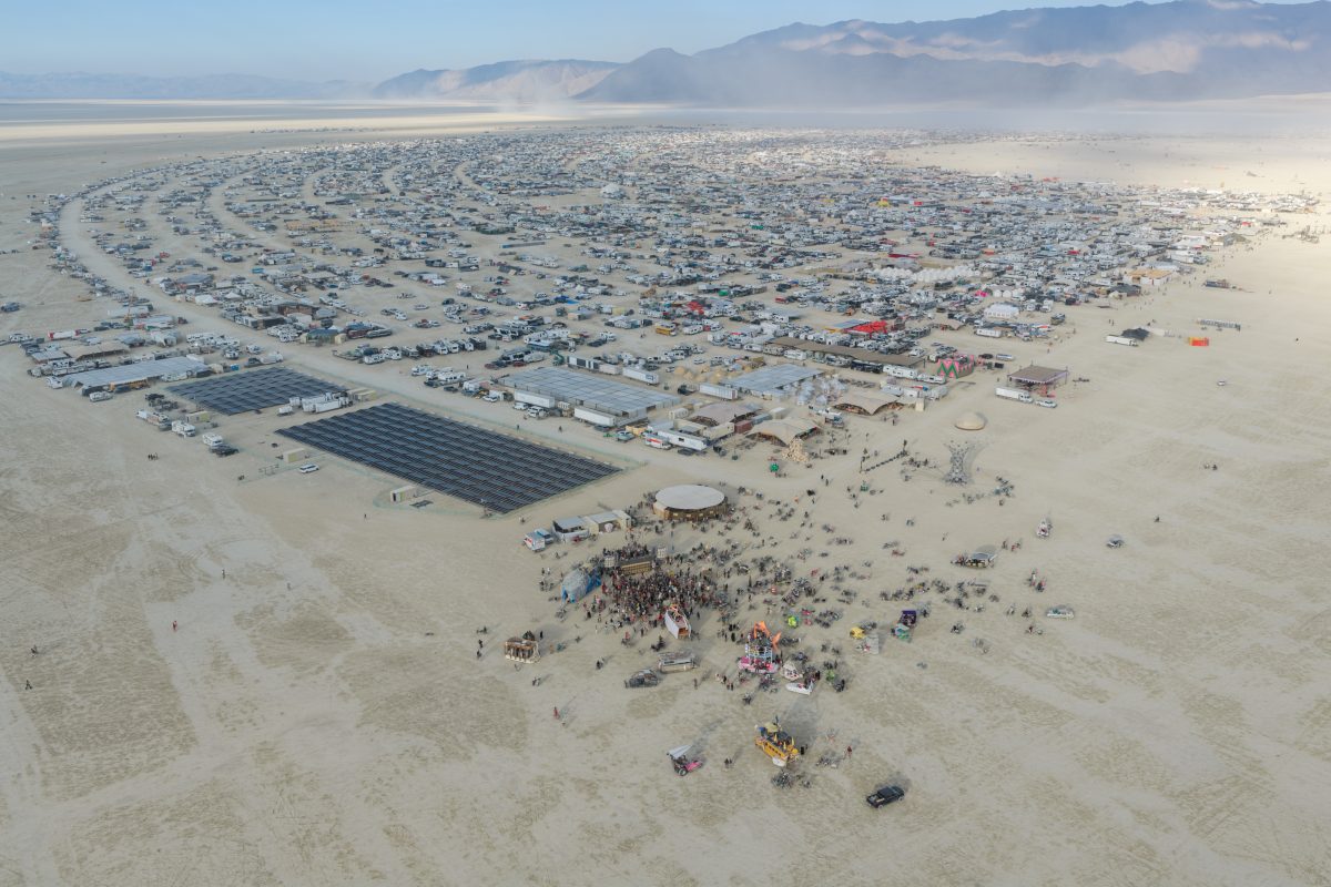 Solar Array and Morning Crowd