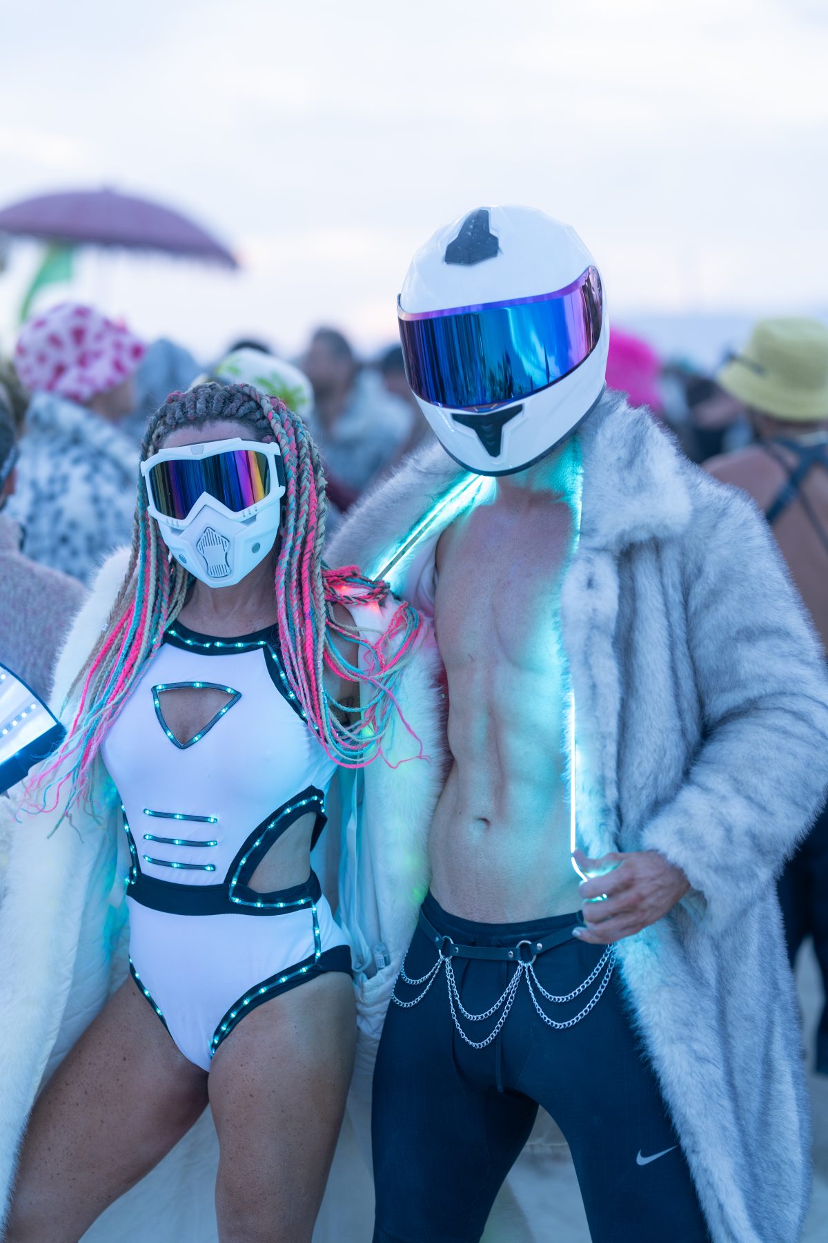 Helmets and LED Bodysuits at Sunrise