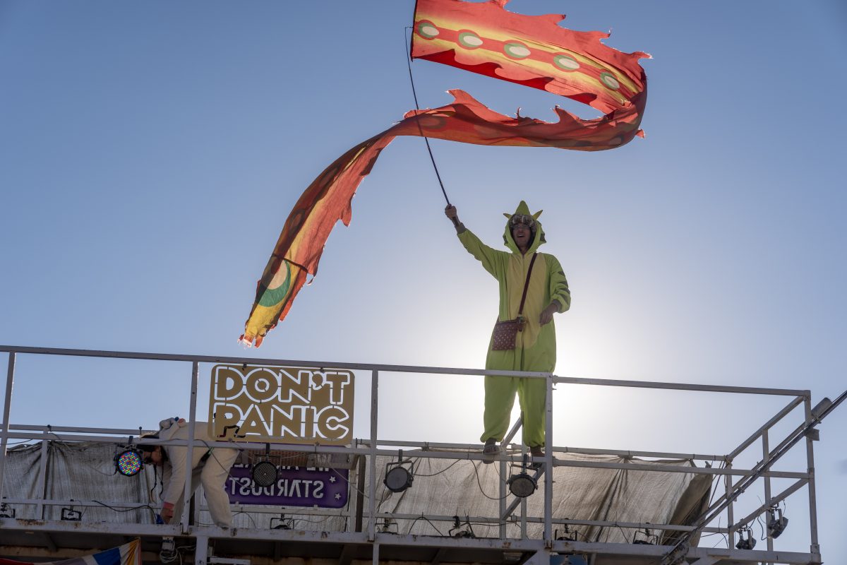 Flag Waving Above Dont Panic