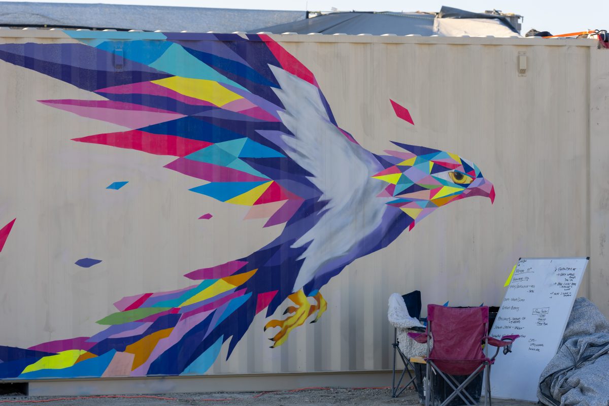 Bird Mural on a Shipping Container