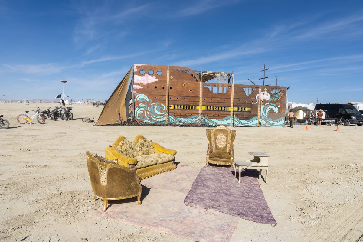 Gilded Sofa Set at a Pirate Ship Camp
