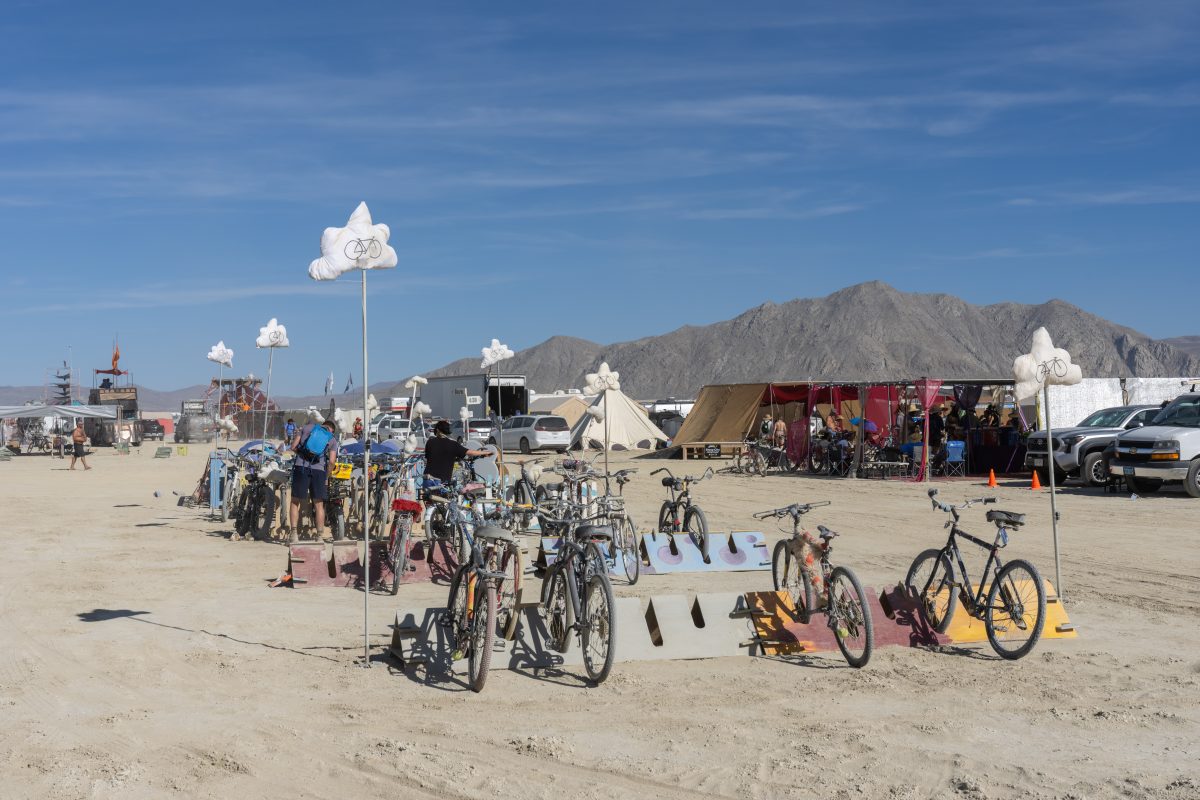 Cloud Signs Over Bike Parking