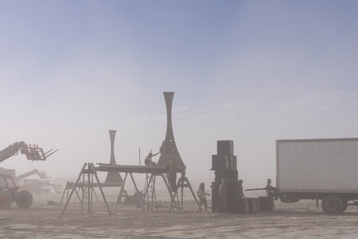 Opulent Temple Build Crew in Blowing Dust