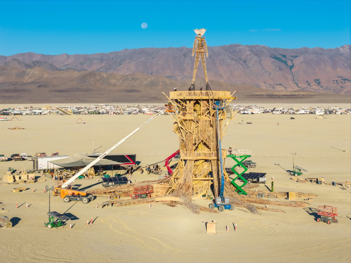 Burning Man 2026 Man Base (build week) - Cryptomeria by Alexander Rose