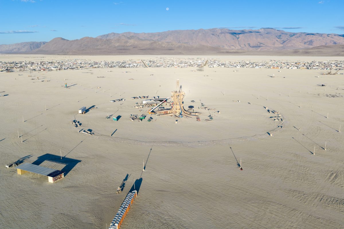 Burning Man 2026 Man Base (build week) - Cryptomeria by Alexander Rose