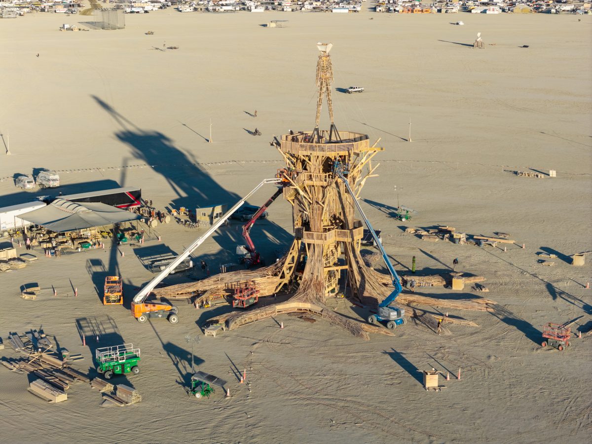 Burning Man 2026 Man Base (build week) - Cryptomeria by Alexander Rose