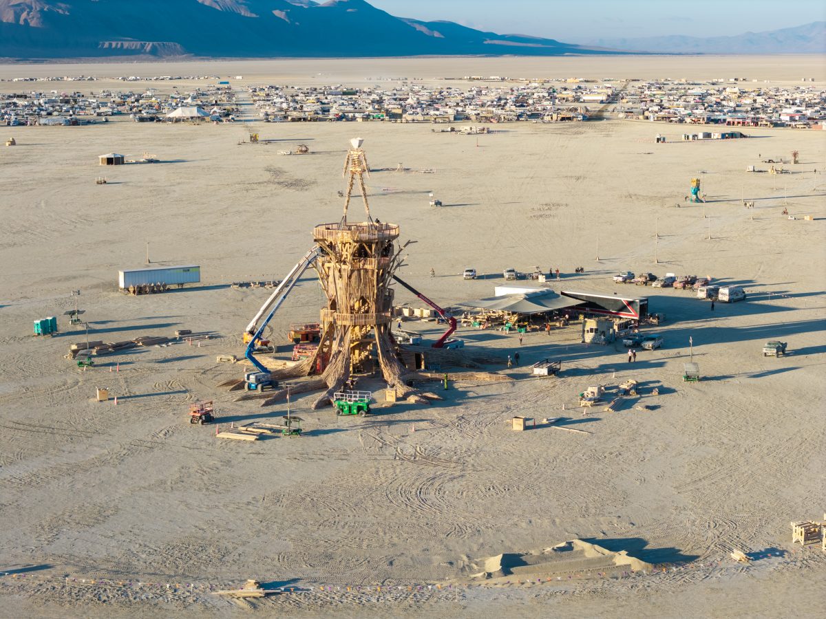 Burning Man 2026 Man Base (build week) - Cryptomeria by Alexander Rose
